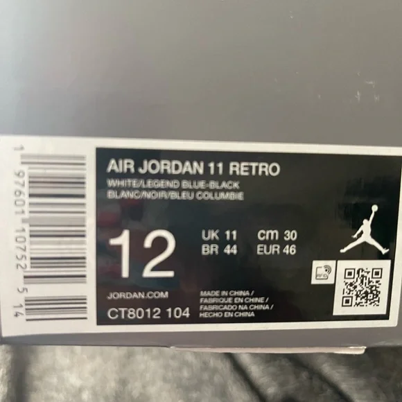 Jordan Air 11 Retro men’s White and Blue NEW size 12 - Picture 3 of 3